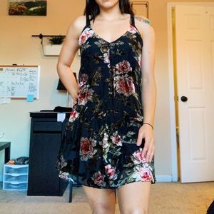 ✨ Velvet Black and Floral Dress ✨